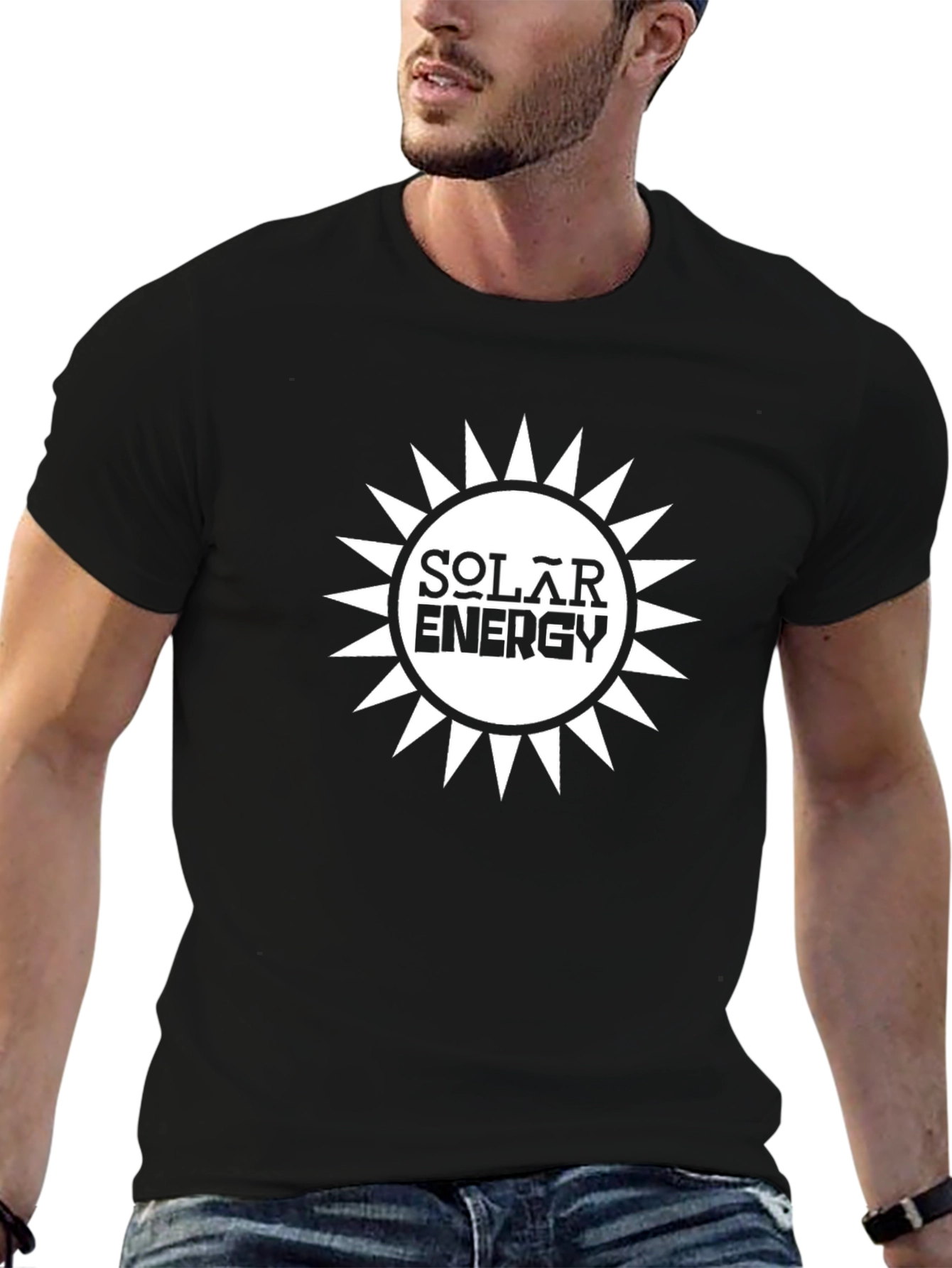 Solar Energy Graphic Tee - Black Cotton T-Shirt