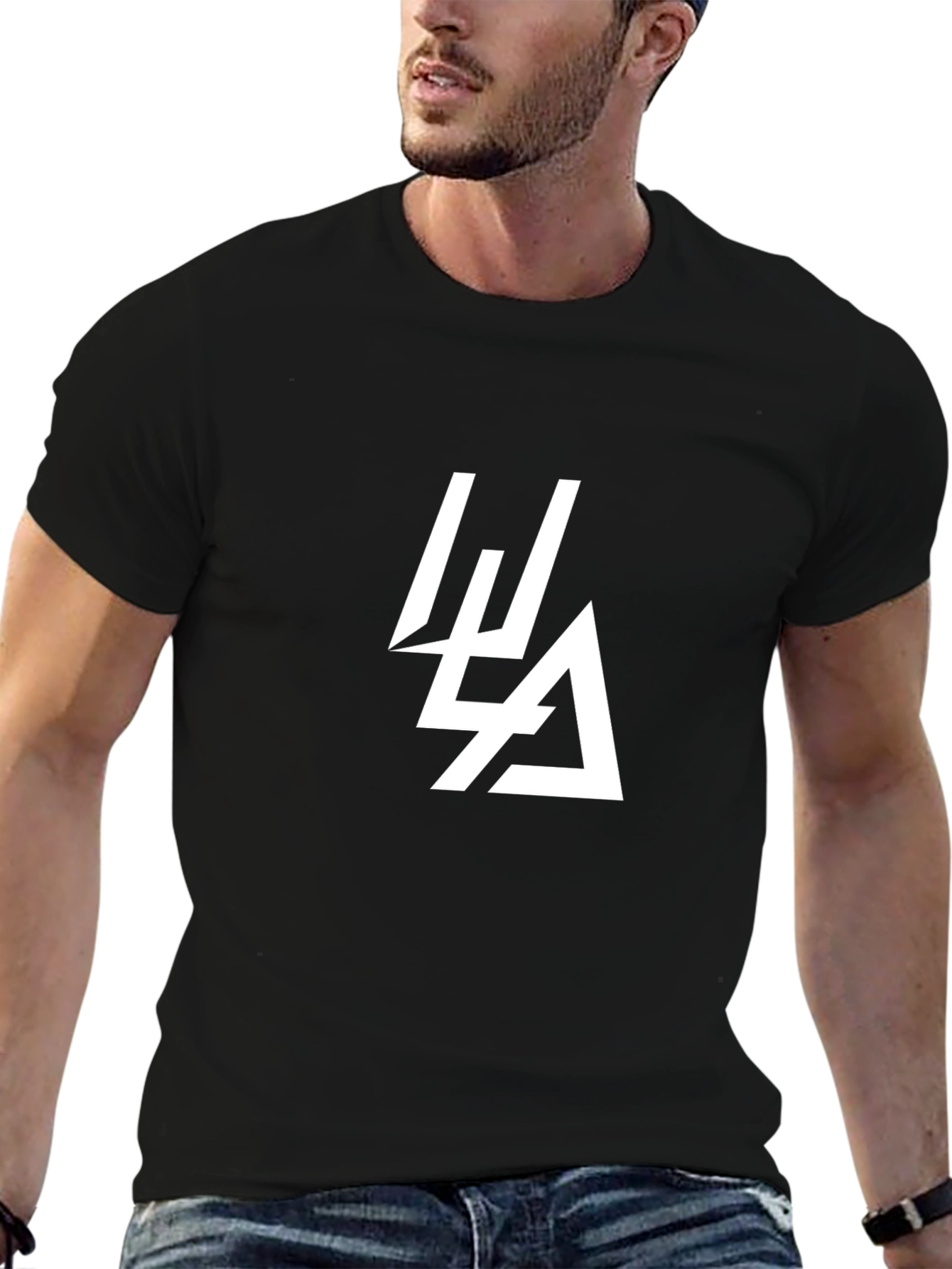 Black T-Shirt with Abstract White Graphic