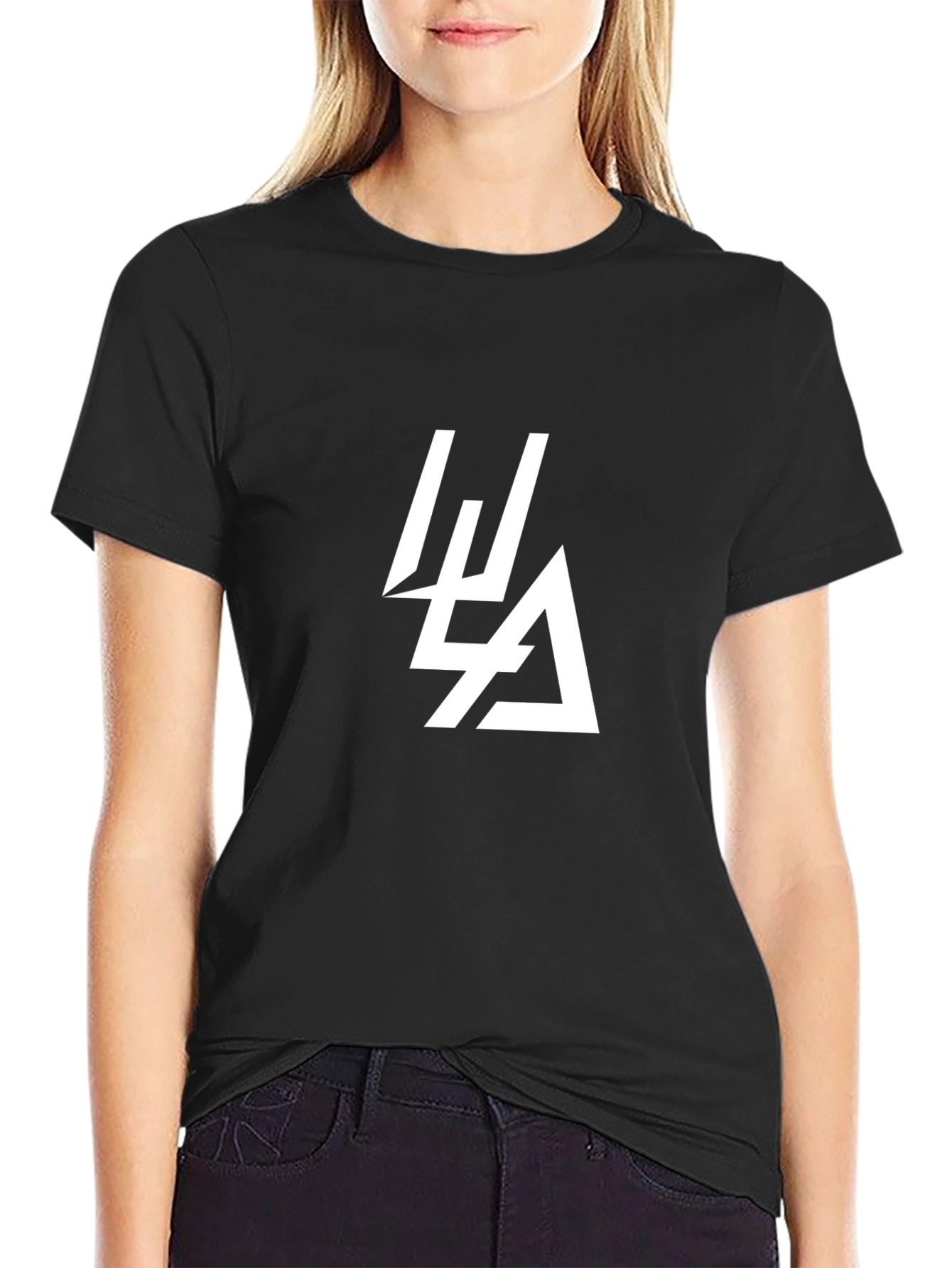 Black T-Shirt with Abstract White Graphic