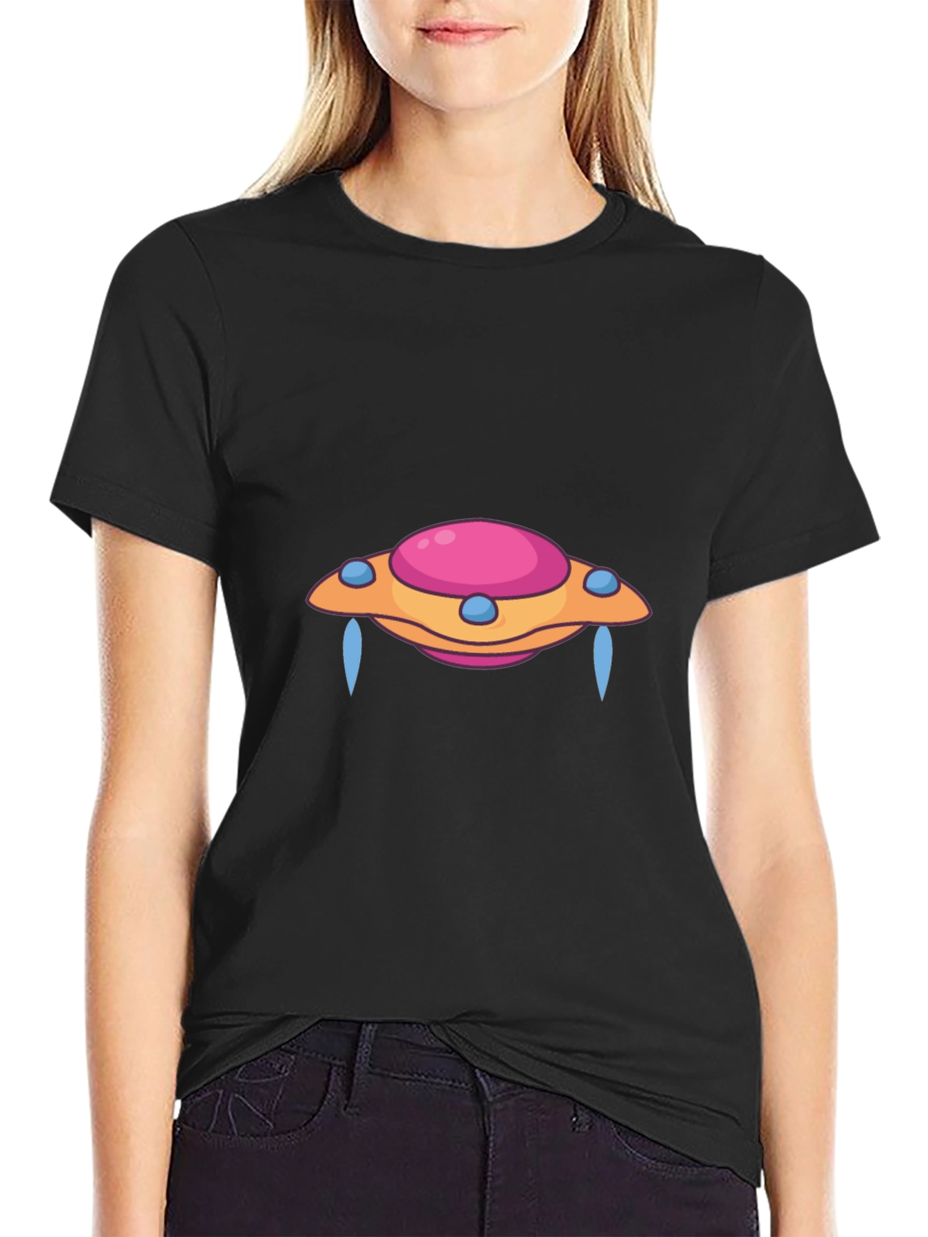 UFO Graphic Tee - Black Cotton Blend