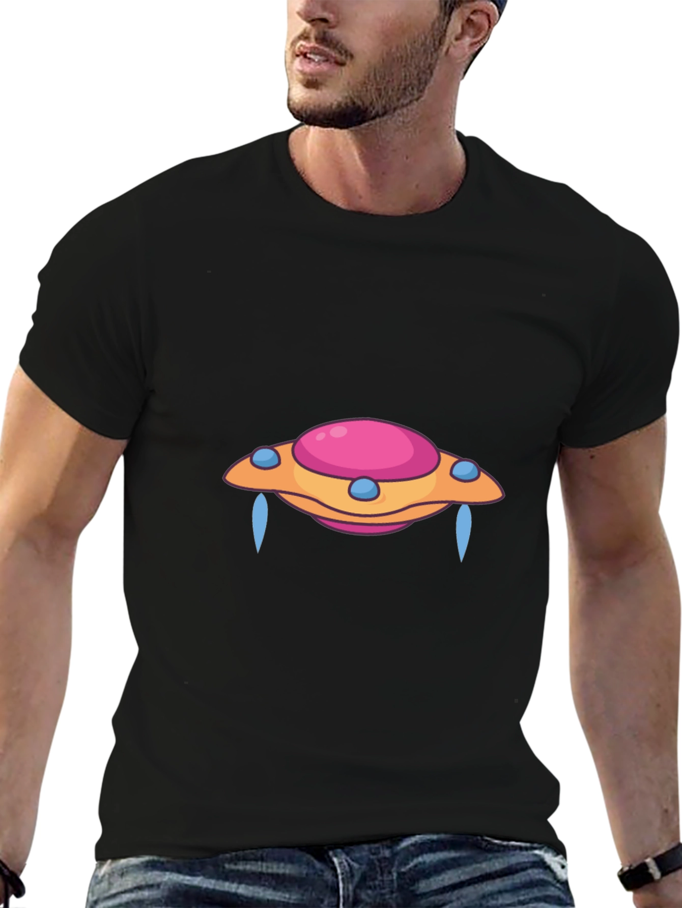 UFO Graphic Tee - Black Cotton Blend