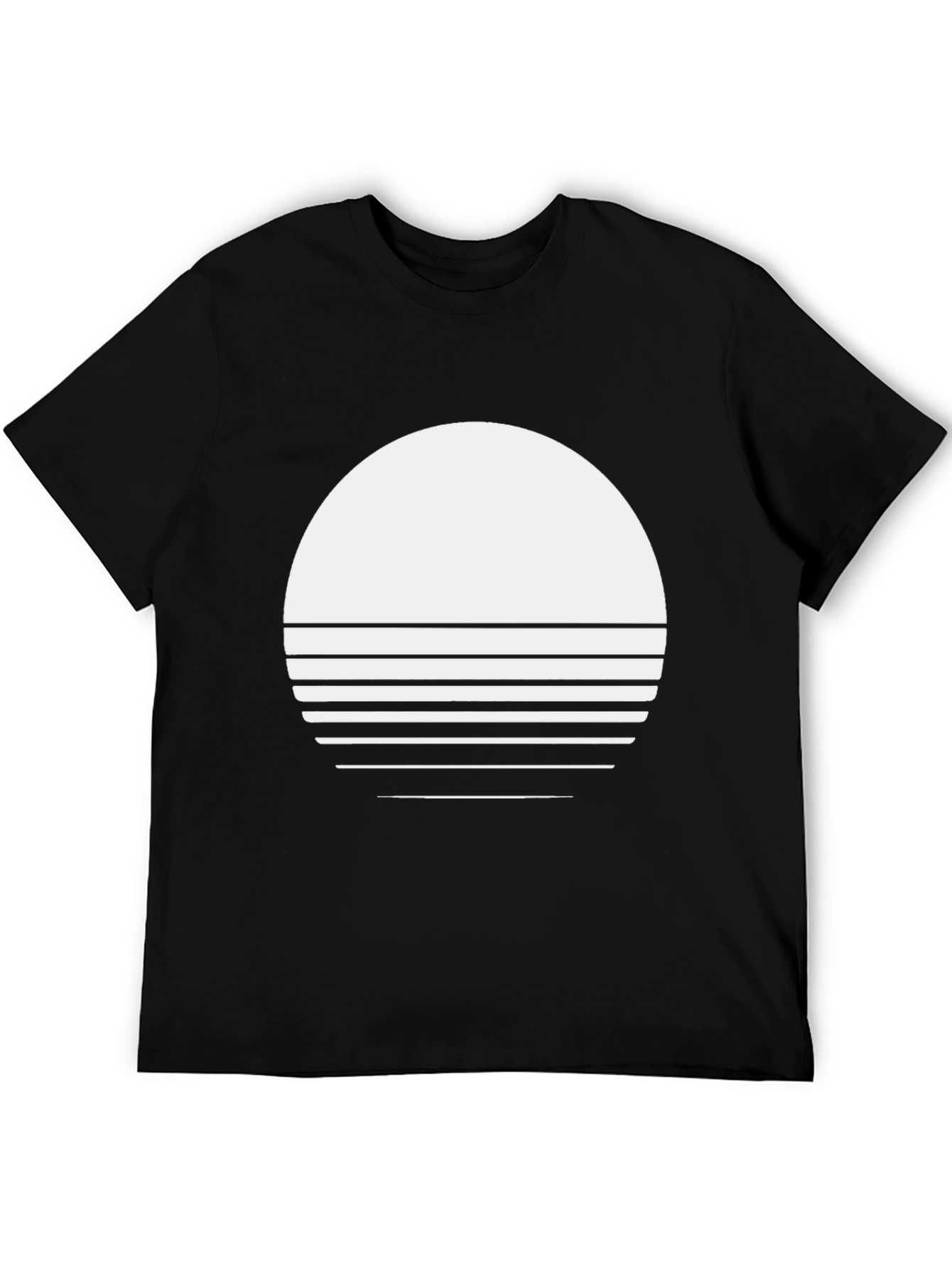 Retro Sunset Graphic Tee - Black Crew Neck