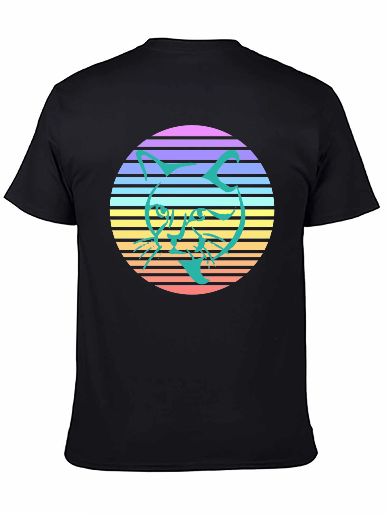 Retro Cat Graphic Tee - Stylish Black T-Shirt