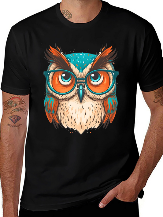 Stylish Owl Graphic T-Shirt - Black