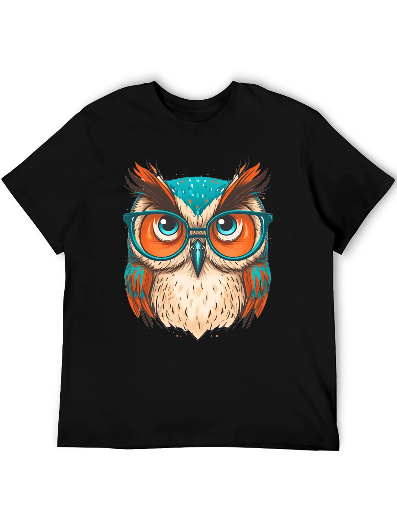 Stylish Owl Graphic T-Shirt - Black