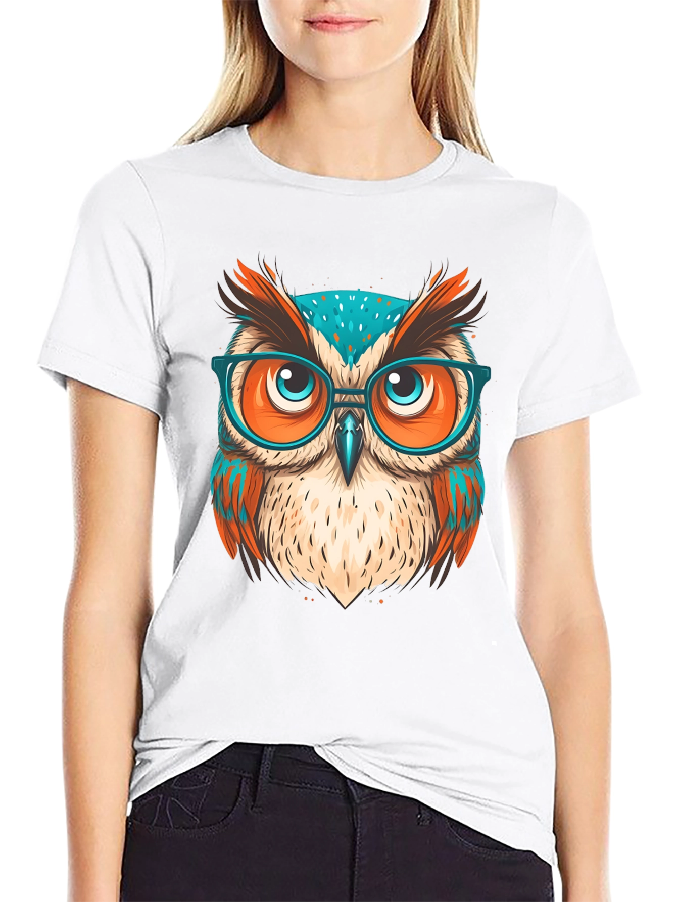 Stylish Owl Graphic T-Shirt - Black