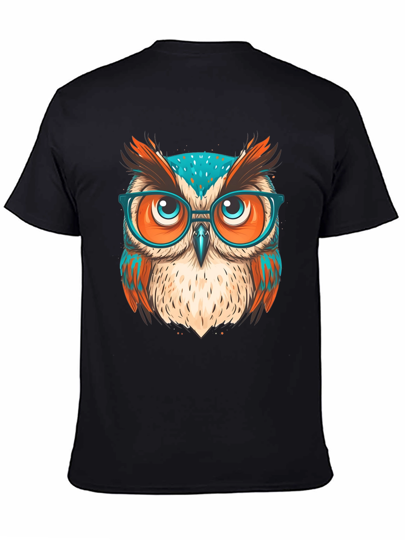 Stylish Owl Graphic T-Shirt - Black