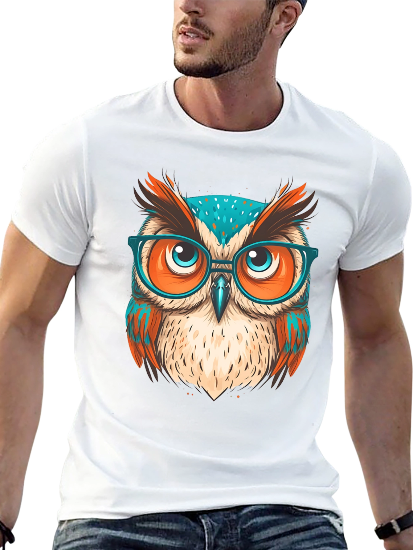 Stylish Owl Graphic T-Shirt - Black