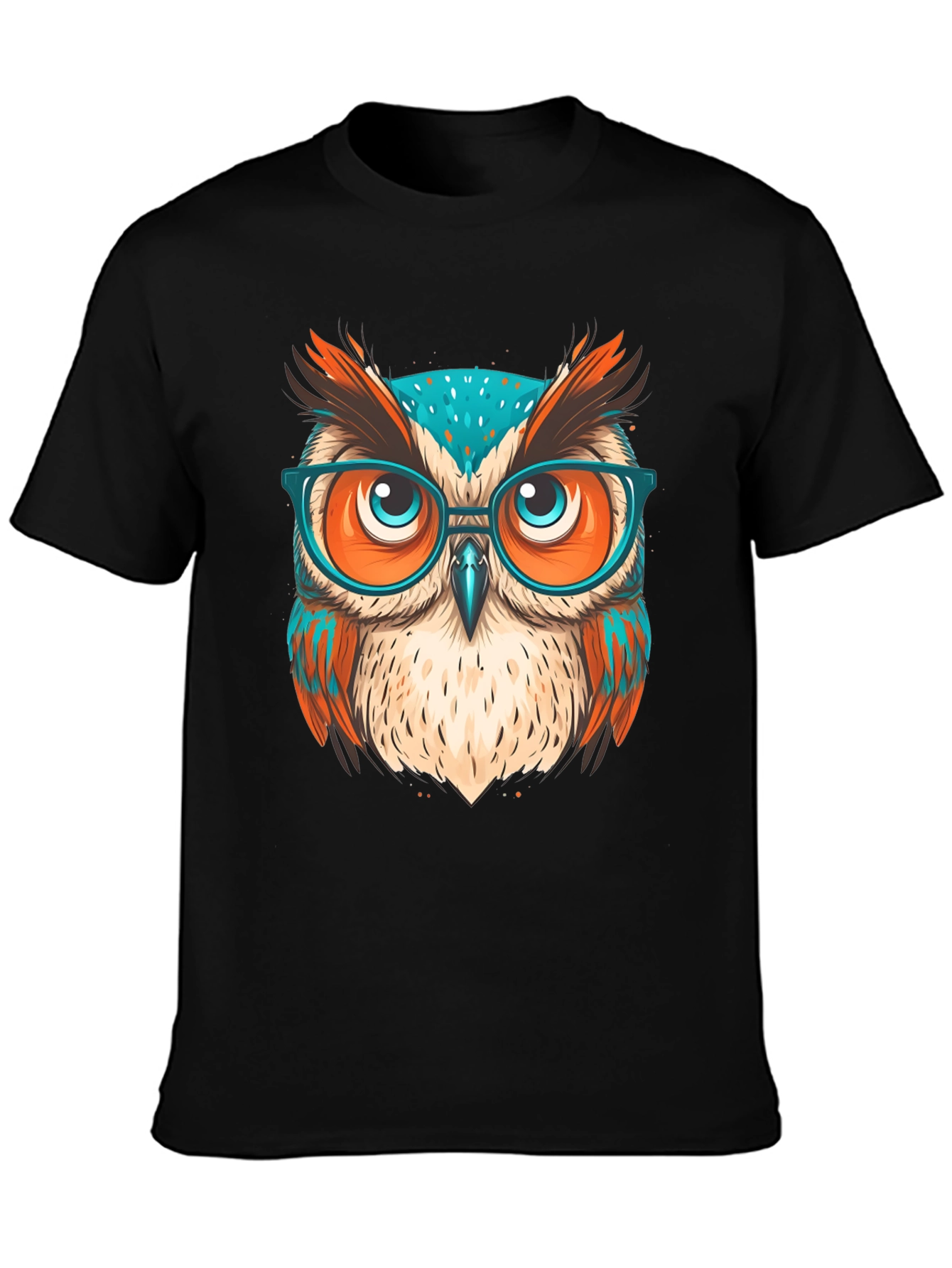 Stylish Owl Graphic T-Shirt - Black
