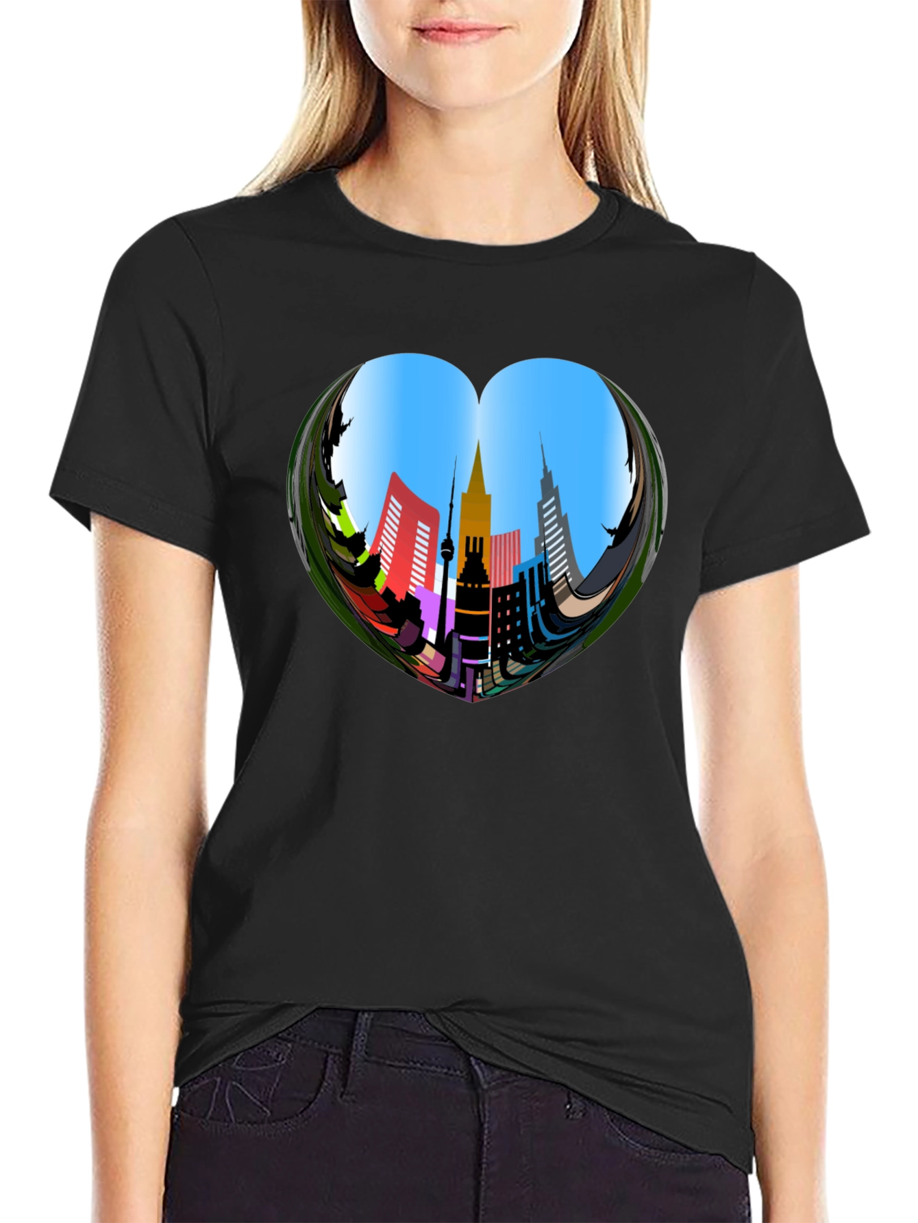 Urban Heart Tee - Cityscape Design