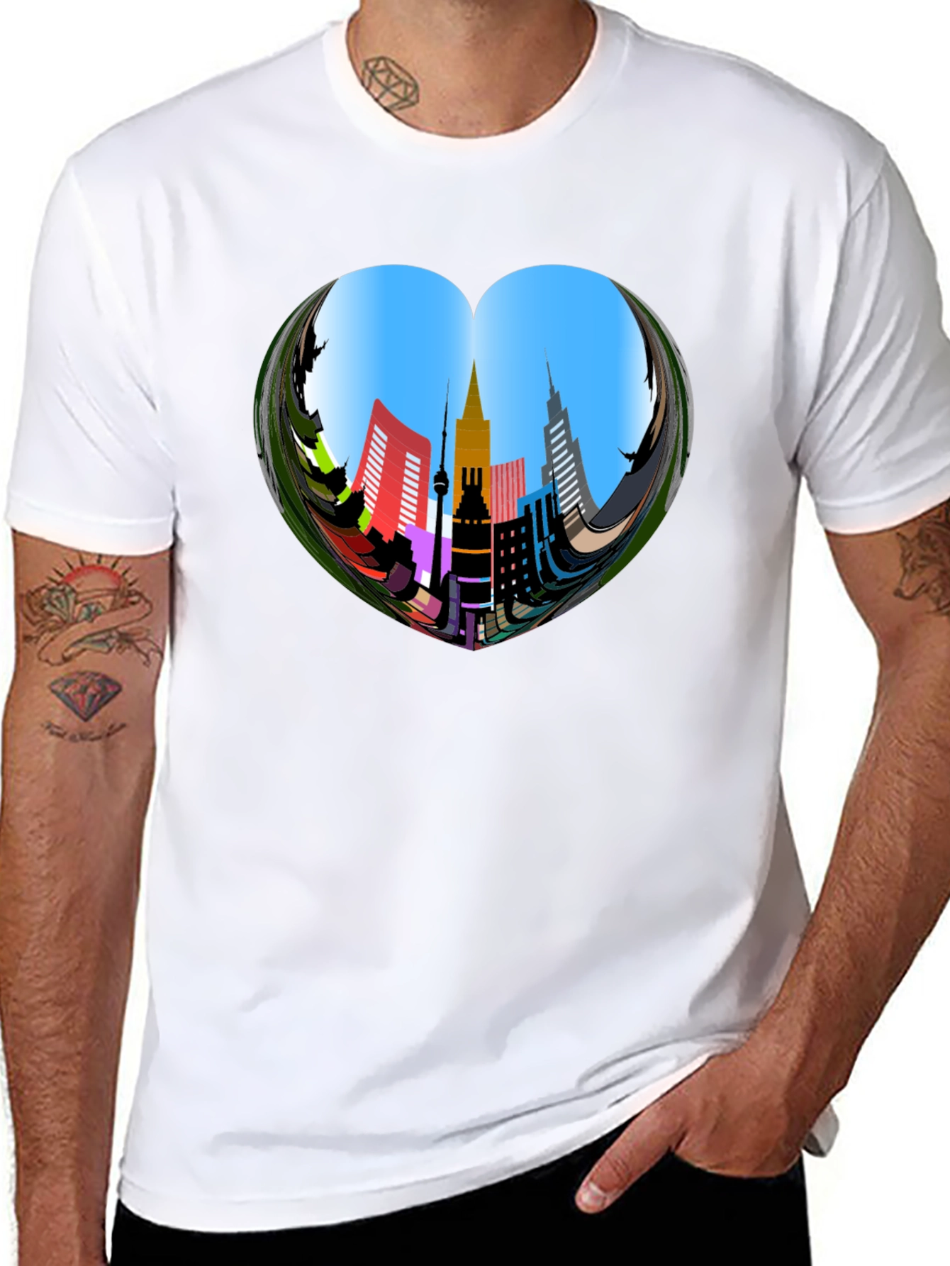 Urban Heart Tee - Cityscape Design