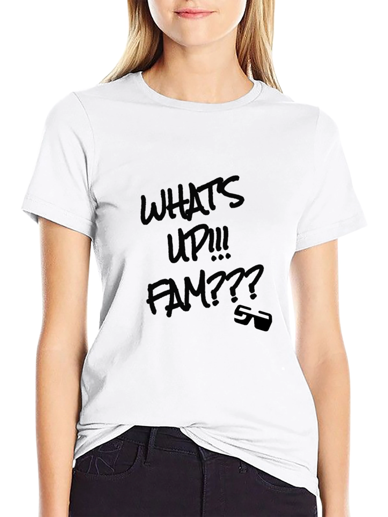 Whats Up Fam Black Graphic Tee