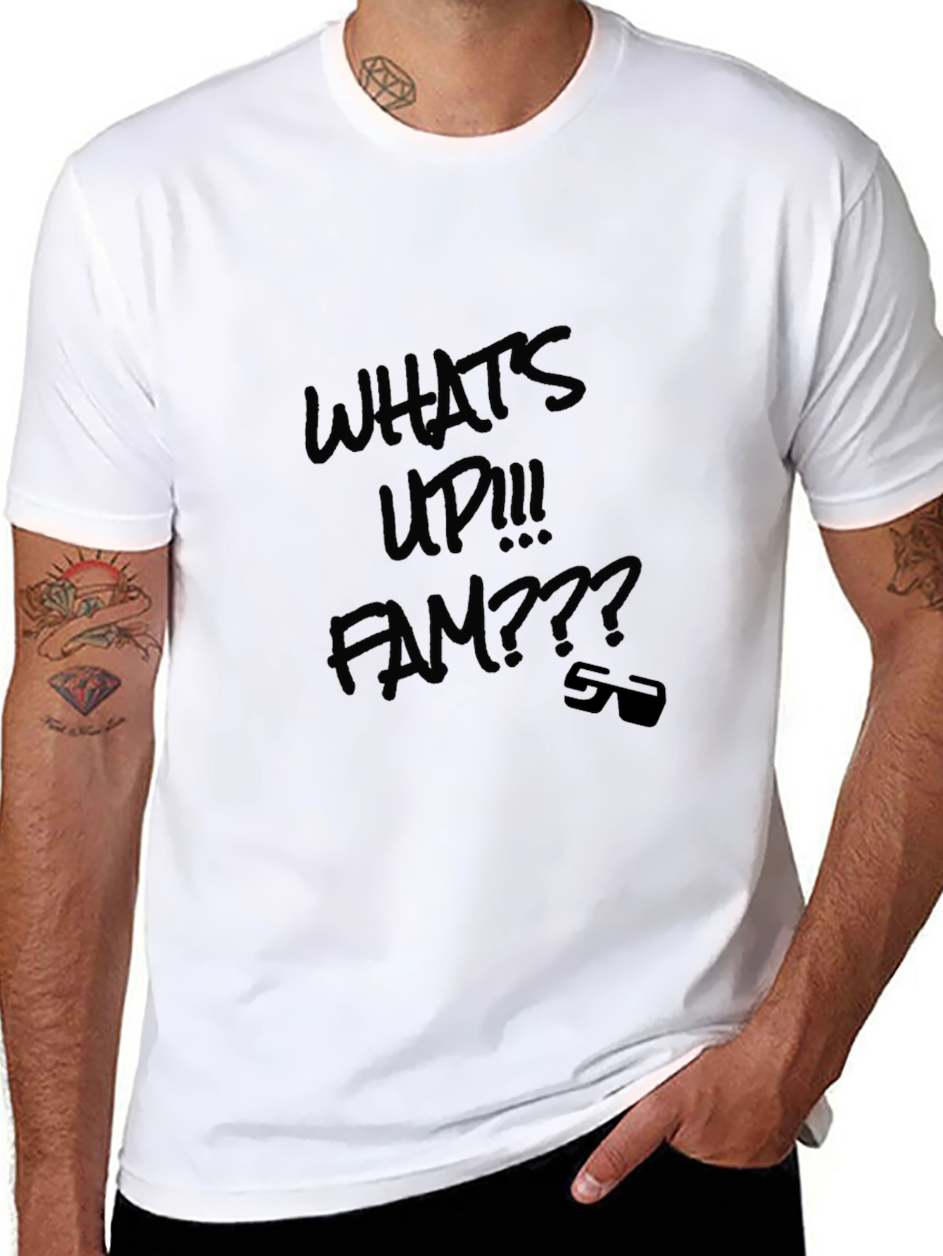 Whats Up Fam Black Graphic Tee