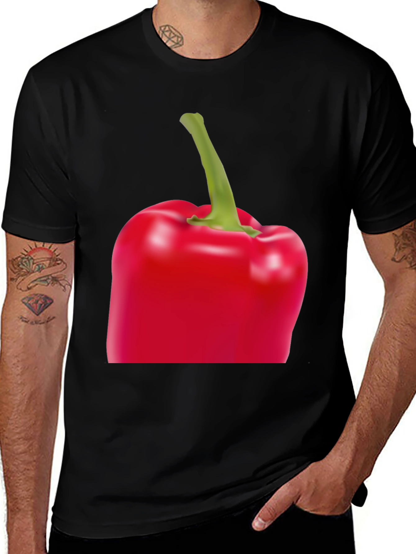 Red Bell Pepper Graphic Tee - Unisex Black T-Shirt