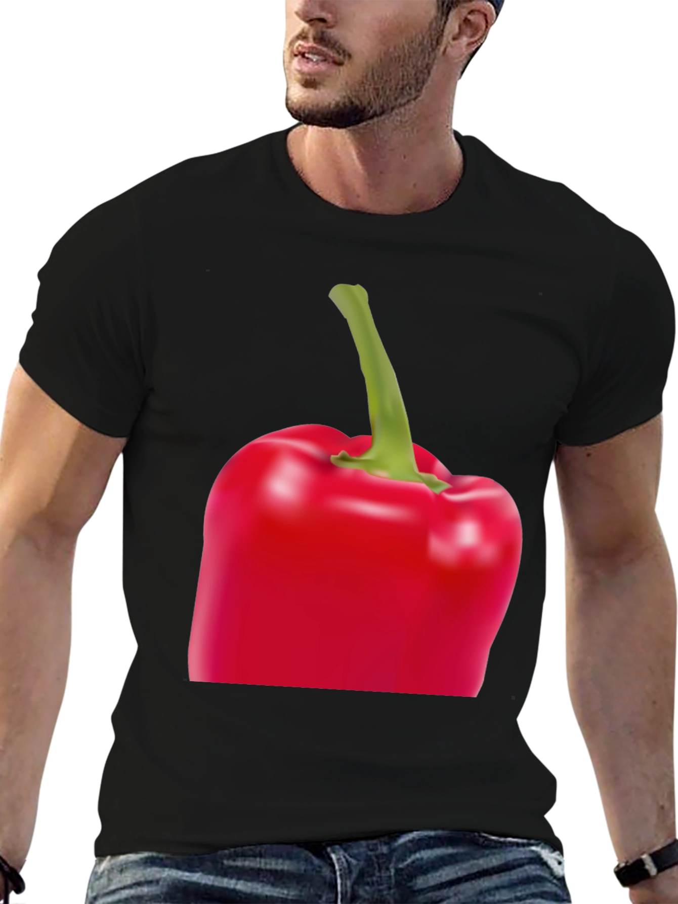 Red Bell Pepper Graphic Tee - Unisex Black T-Shirt