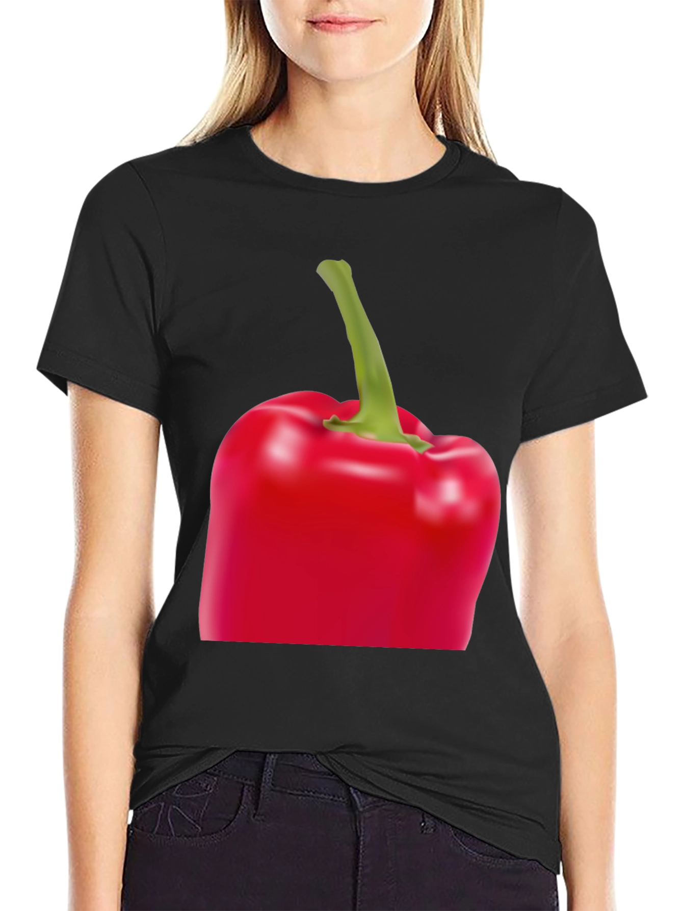 Red Bell Pepper Graphic Tee - Unisex Black T-Shirt