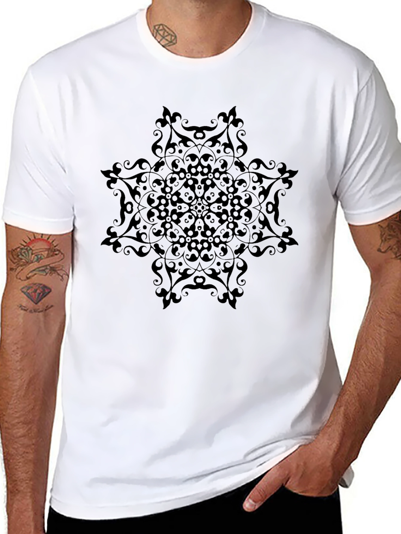 Black Mandala Graphic T-Shirt - Stylish Menswear