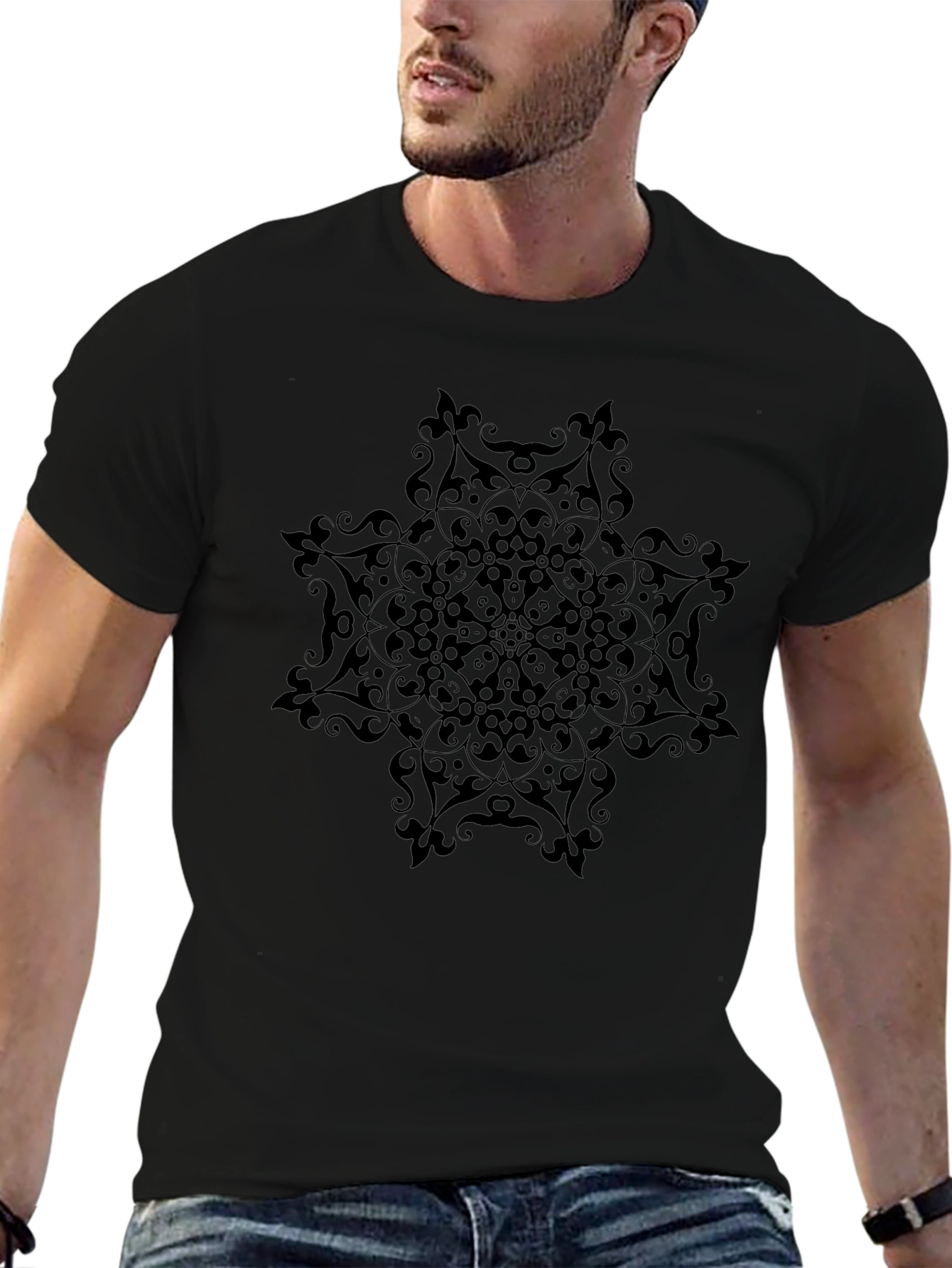 Black Mandala Graphic T-Shirt - Stylish Menswear