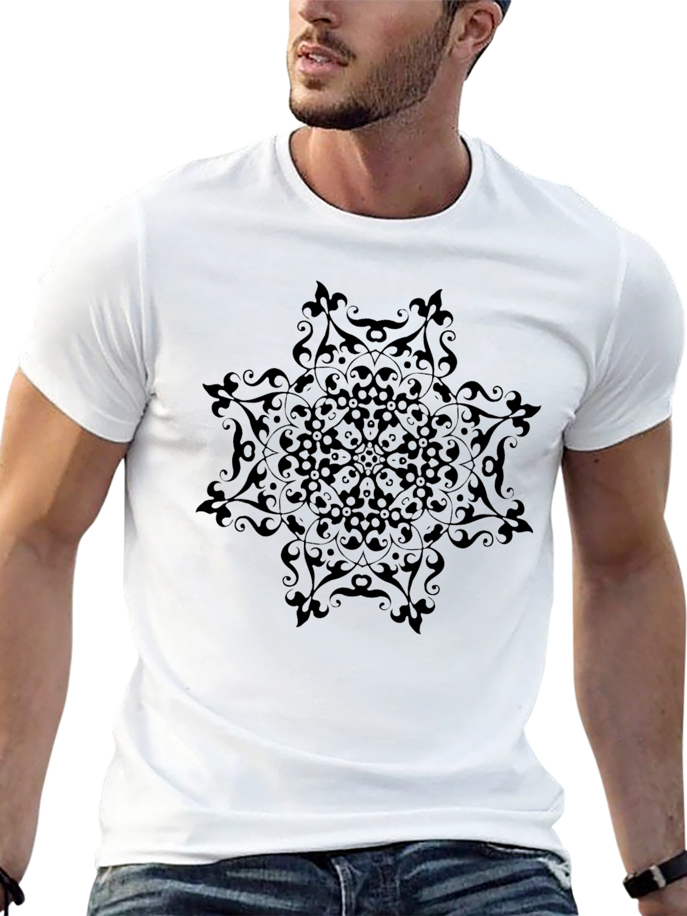 Black Mandala Graphic T-Shirt - Stylish Menswear