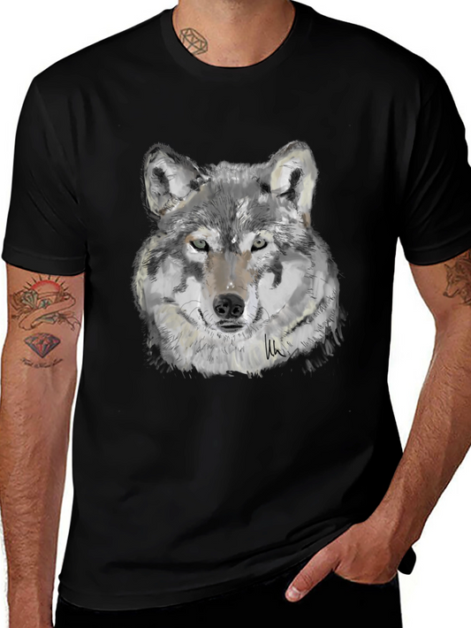 Wolf Graphic Print Black T-Shirt
