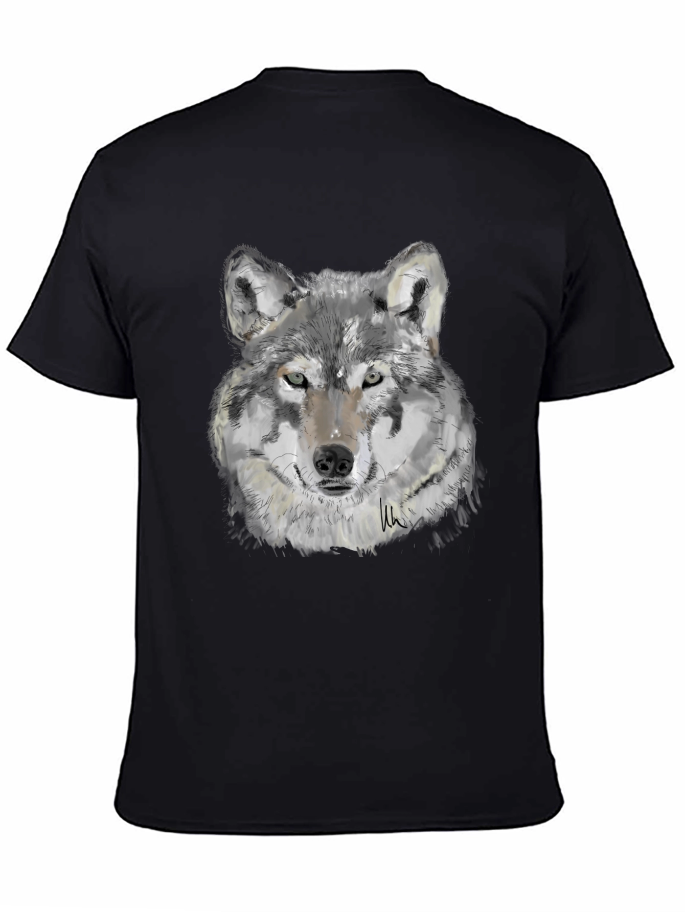 Wolf Graphic Print Black T-Shirt
