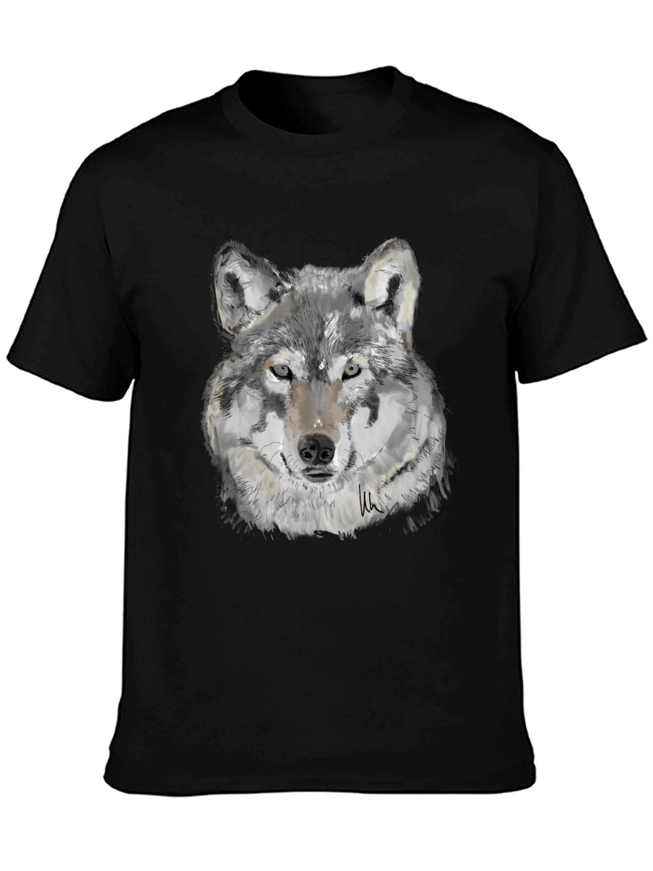 Wolf Graphic Print Black T-Shirt