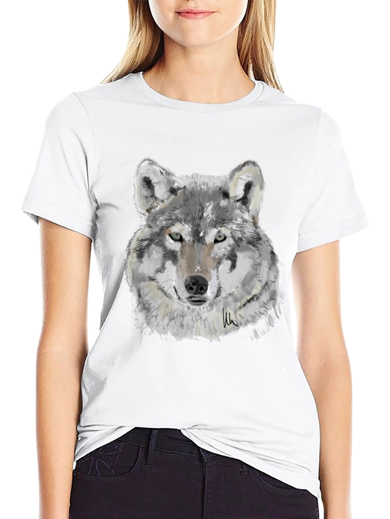 Wolf Graphic Print Black T-Shirt