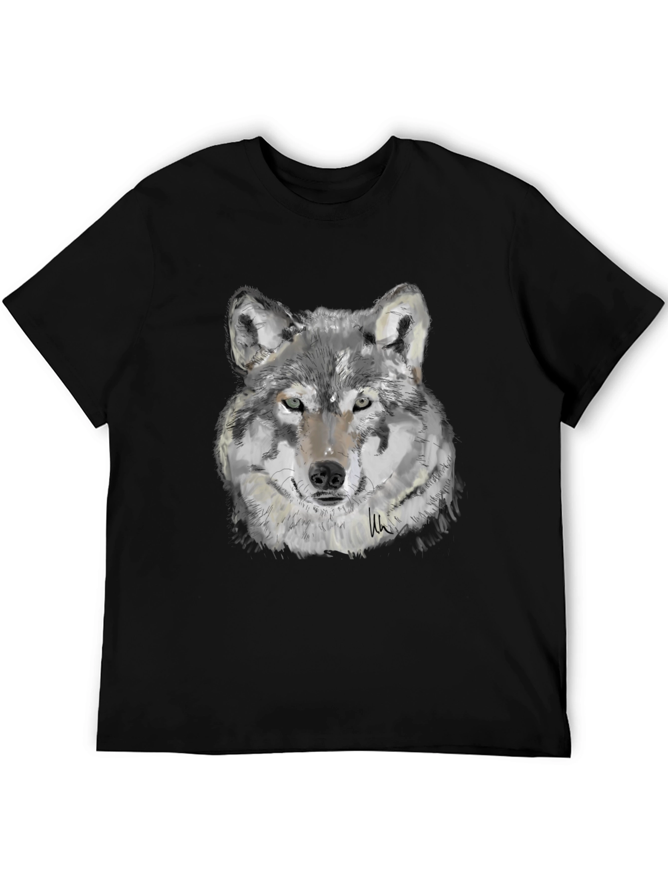 Wolf Graphic Print Black T-Shirt