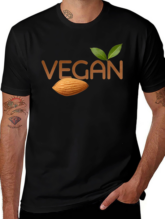 Vegan Almond T-Shirt - Black Crew Neck Tee