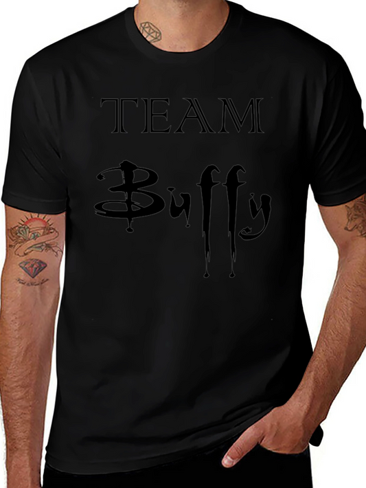 Team Buffy Graphic Tee - Black Cotton T-Shirt