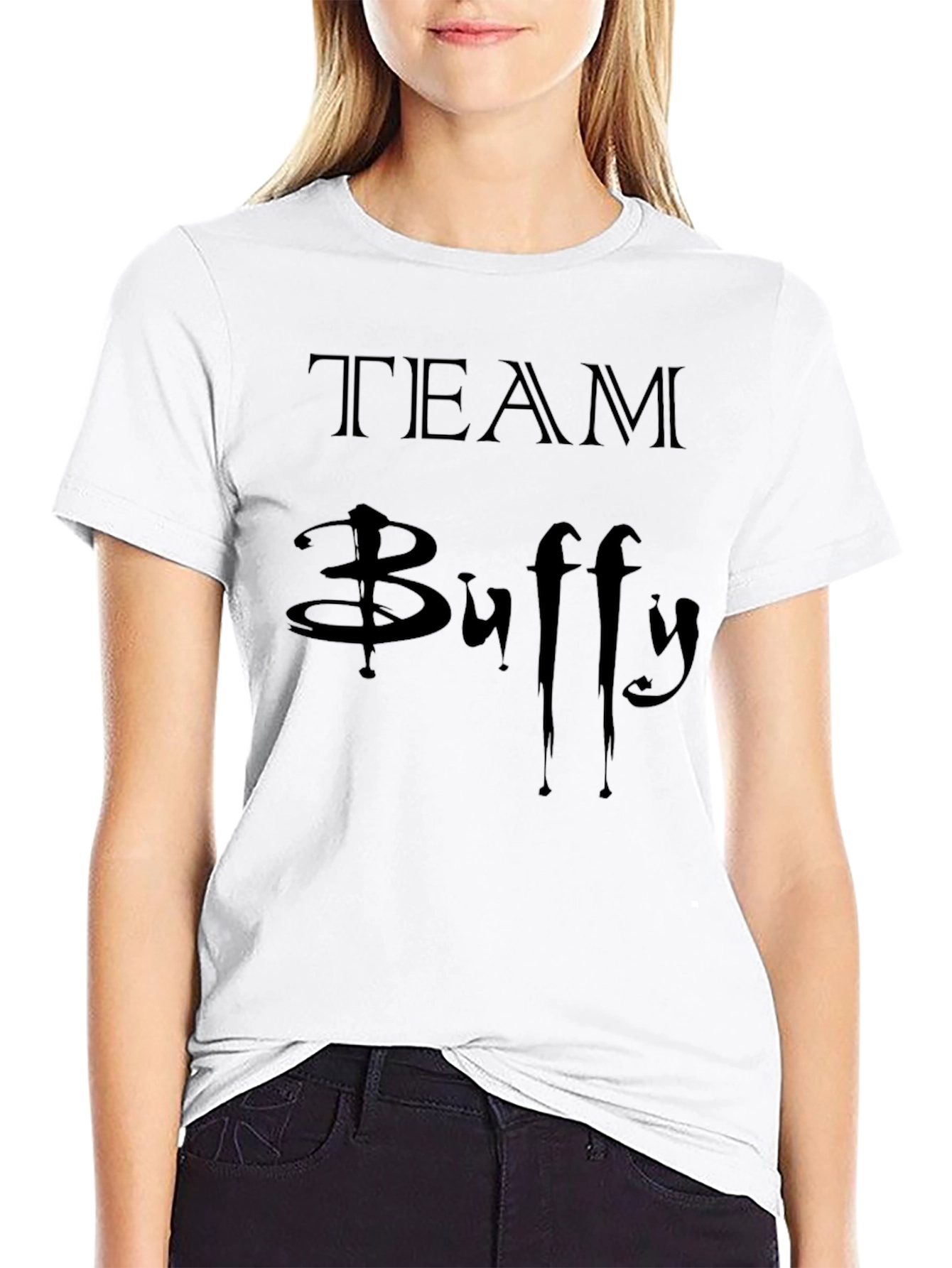 Team Buffy Graphic Tee - Black Cotton T-Shirt