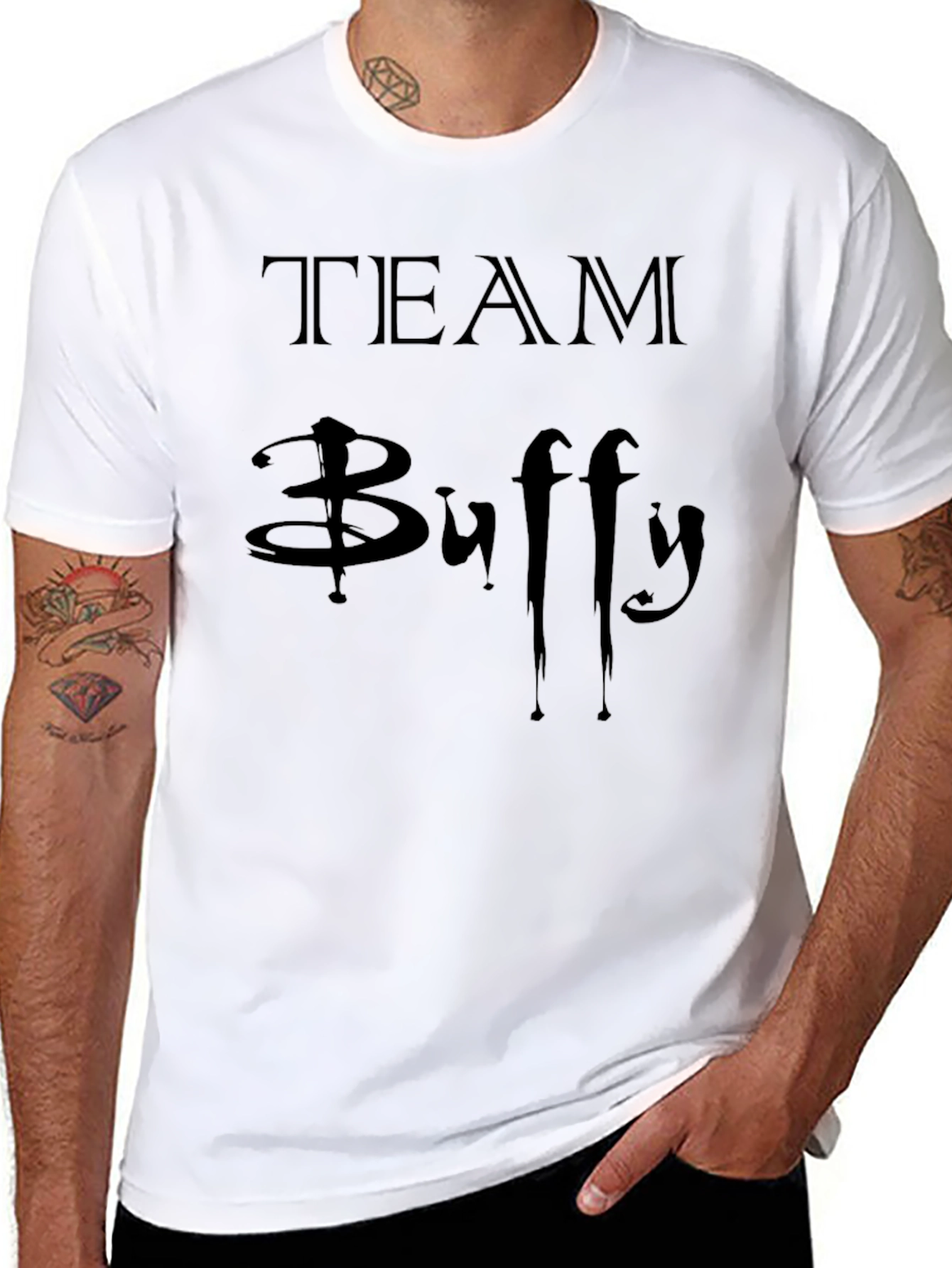 Team Buffy Graphic Tee - Black Cotton T-Shirt