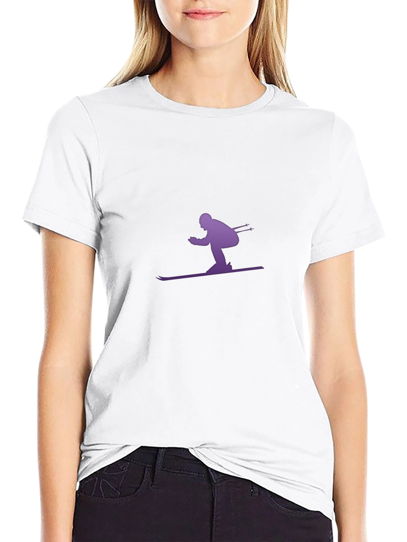 Skiing Silhouette Graphic T-Shirt - Sporty Casual Tee