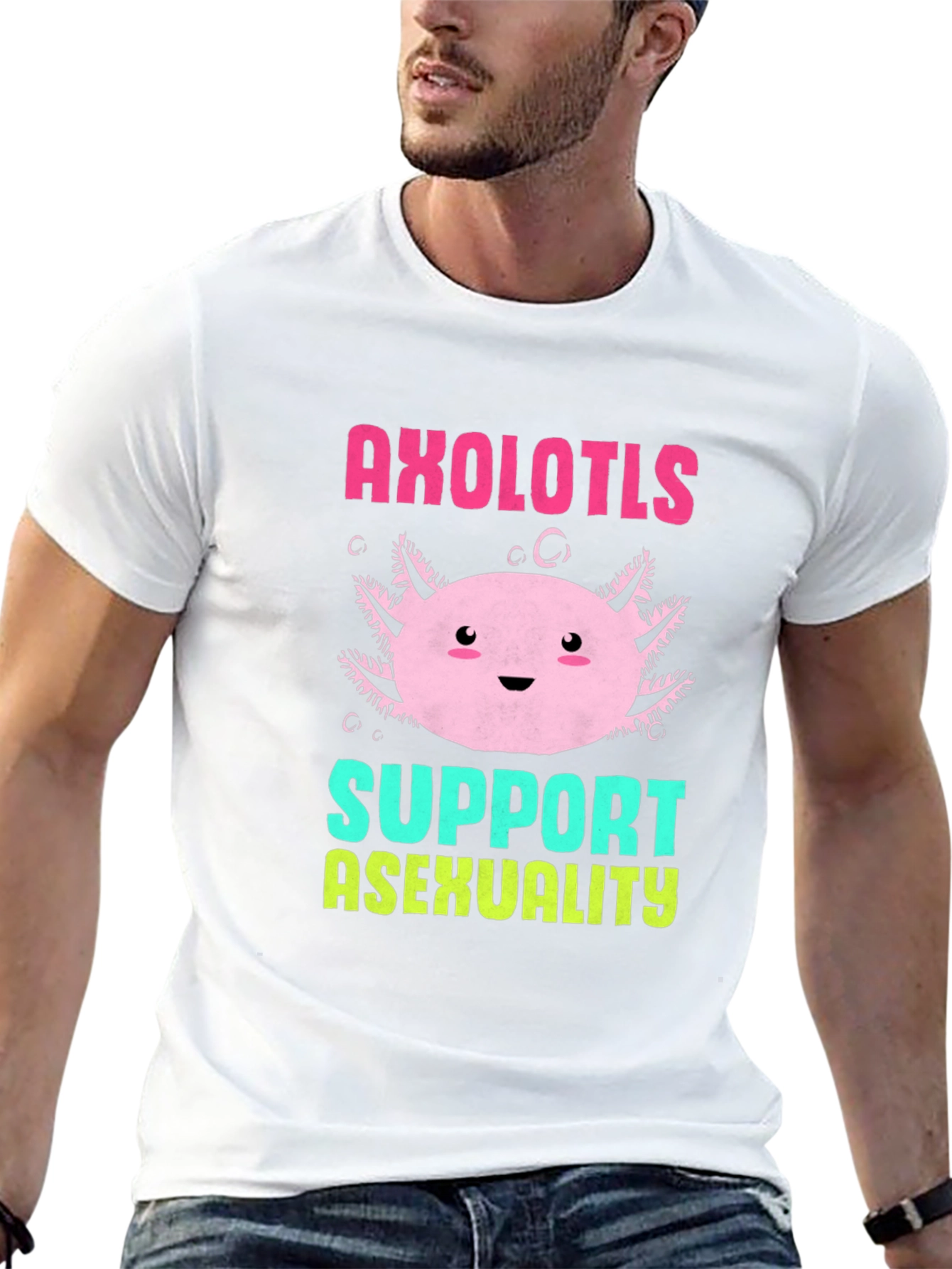 Axolotls Support Asexuality Black T-Shirt