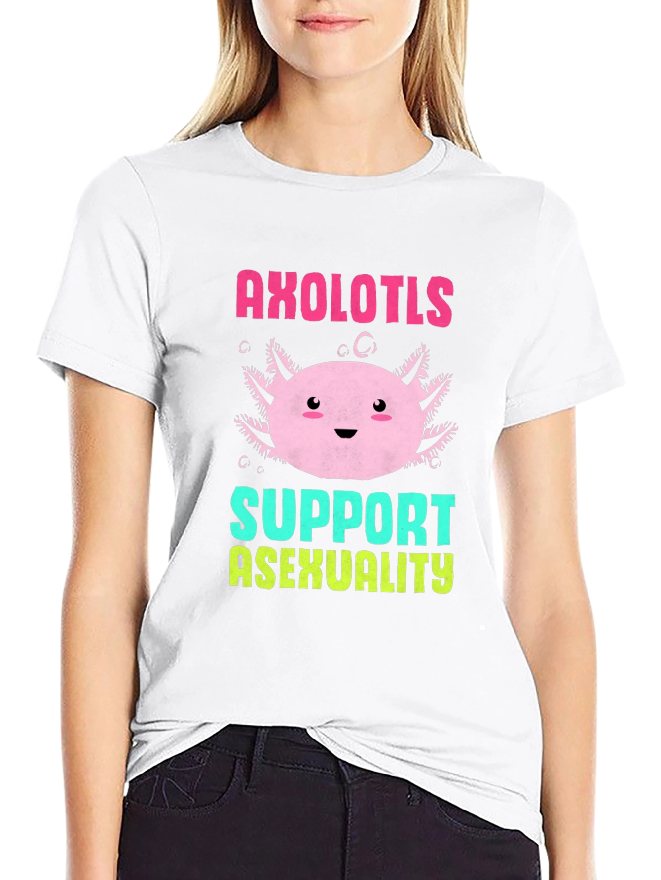 Axolotls Support Asexuality Black T-Shirt