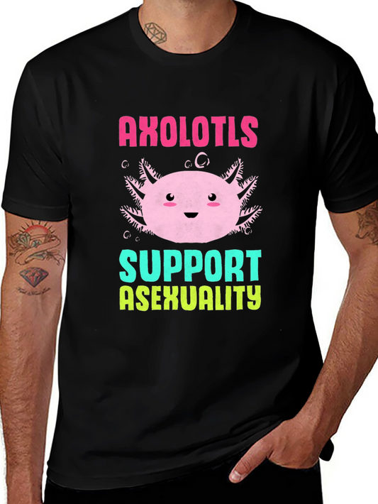 Axolotls Support Asexuality Black T-Shirt