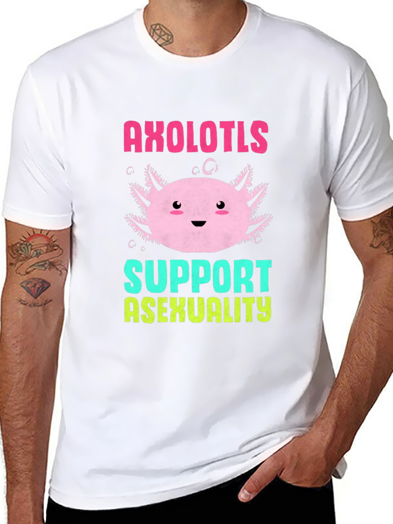 Axolotls Support Asexuality Black T-Shirt