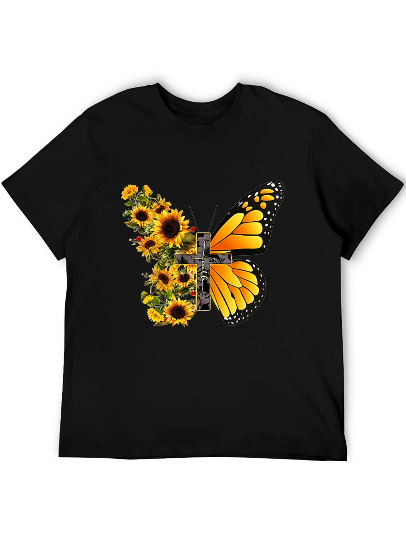 Sunflower Butterfly Graphic Print T-Shirt