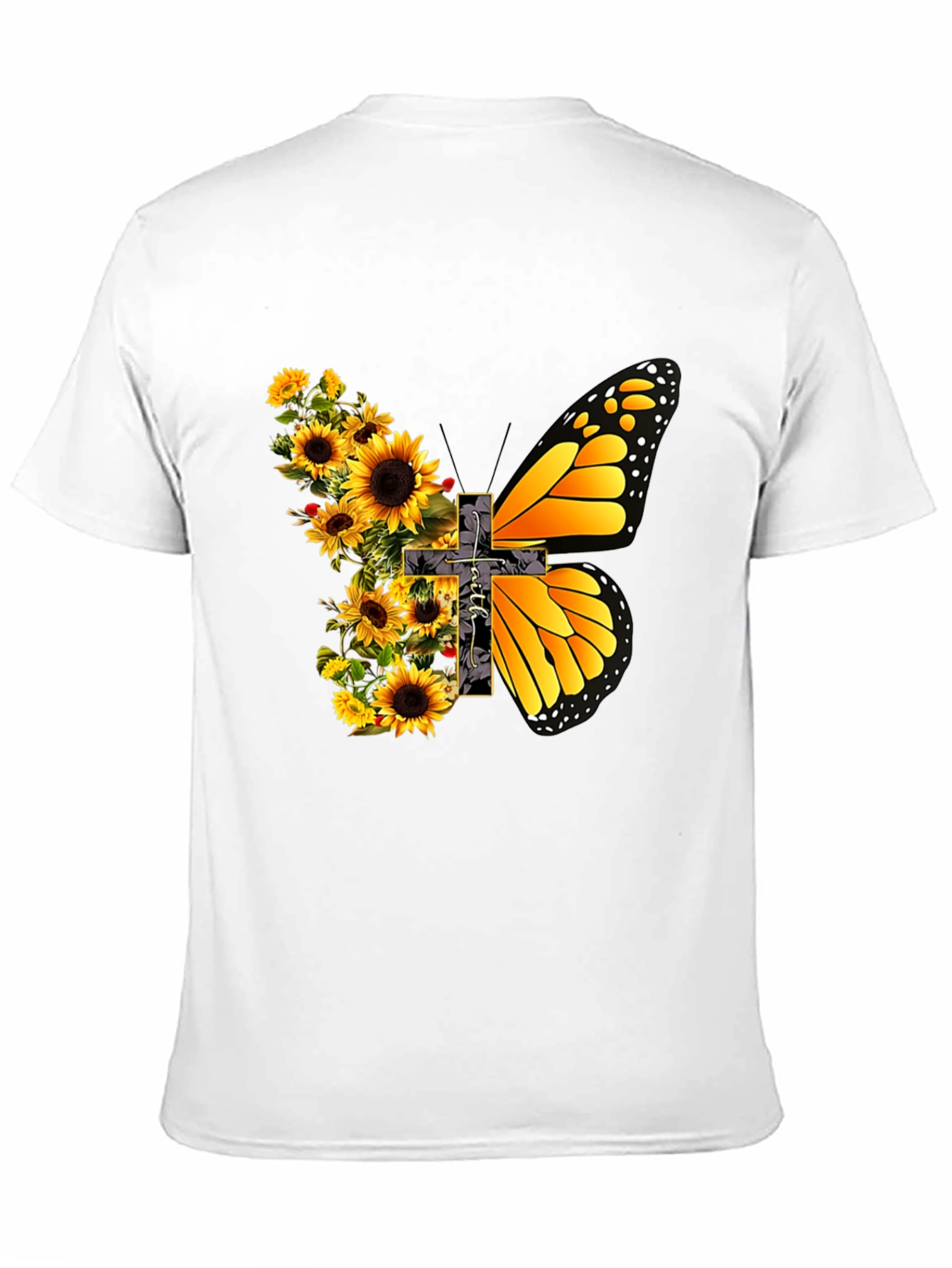 Sunflower Butterfly Graphic Print T-Shirt