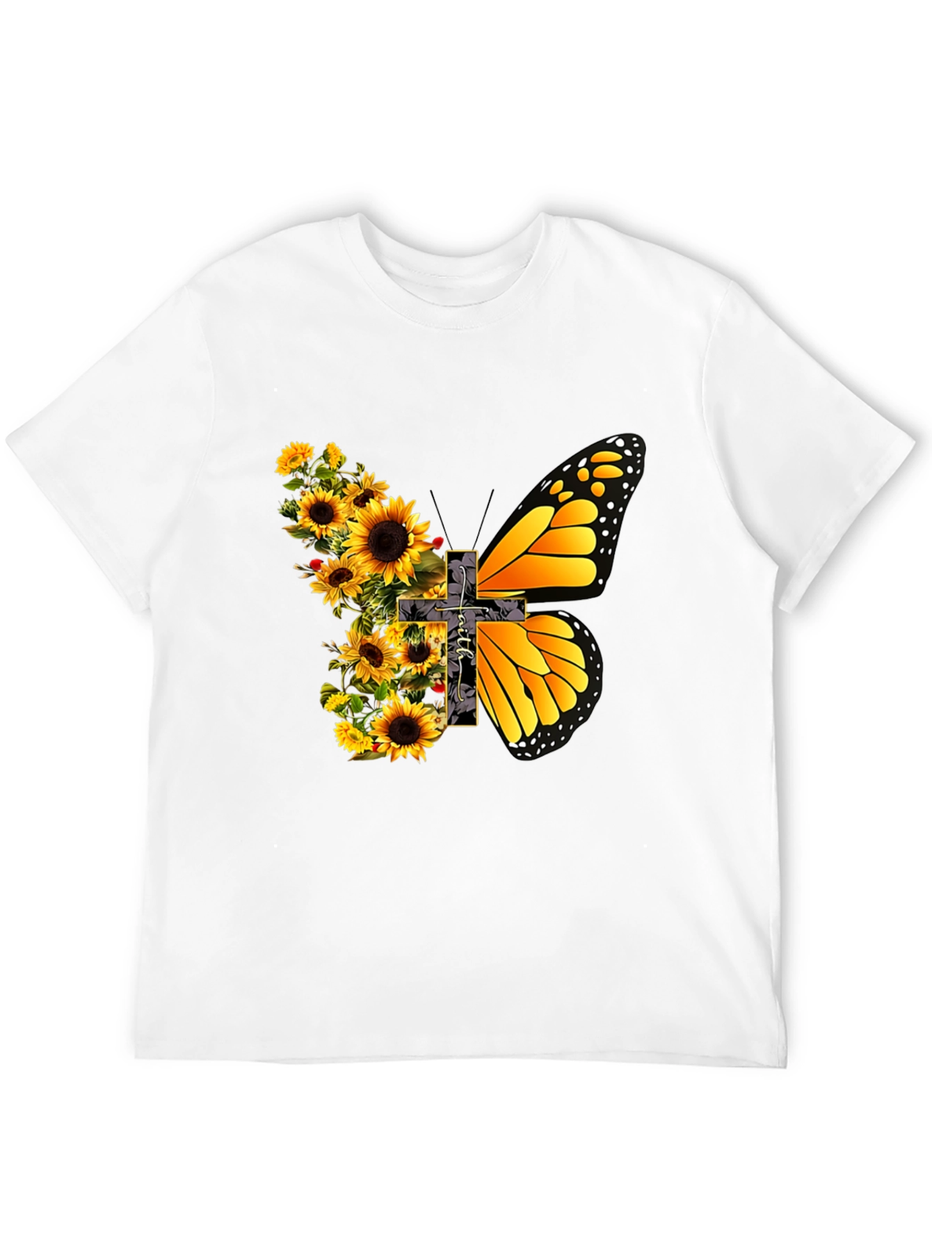 Sunflower Butterfly Graphic Print T-Shirt