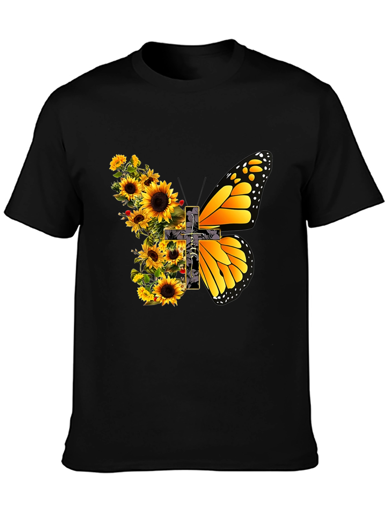 Sunflower Butterfly Graphic Print T-Shirt