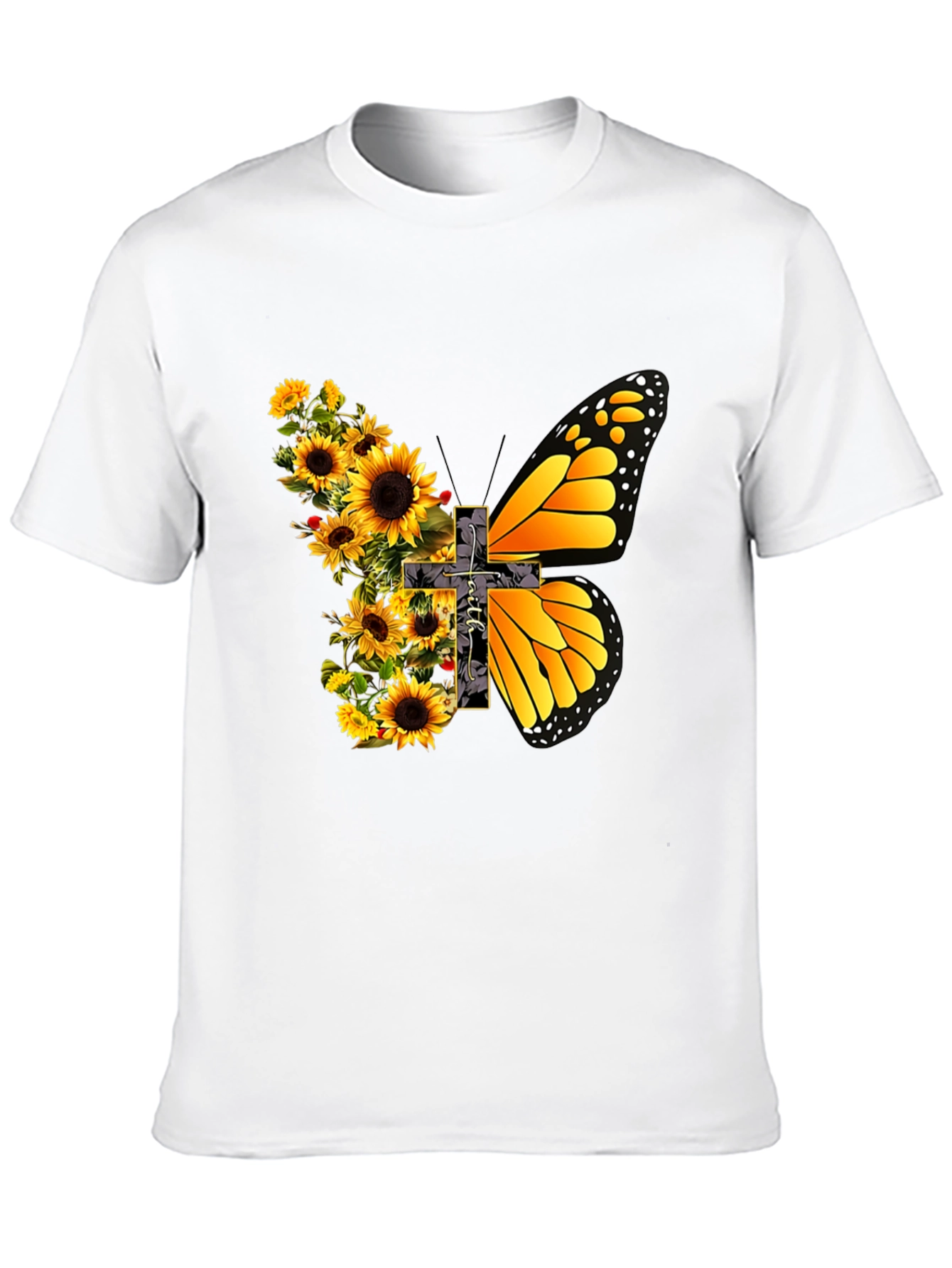 Sunflower Butterfly Graphic Print T-Shirt