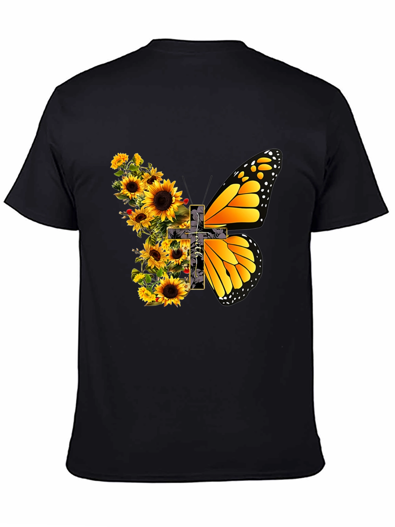 Sunflower Butterfly Graphic Print T-Shirt