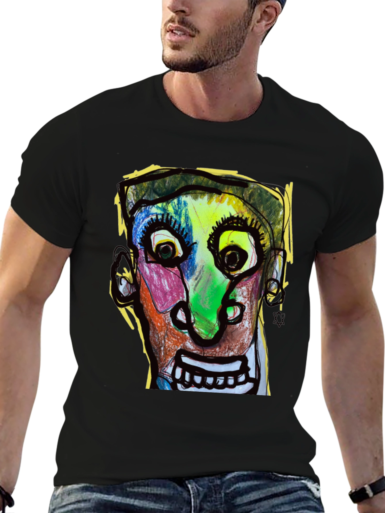 Abstract Face Graphic T-Shirt - Unique Art Tee