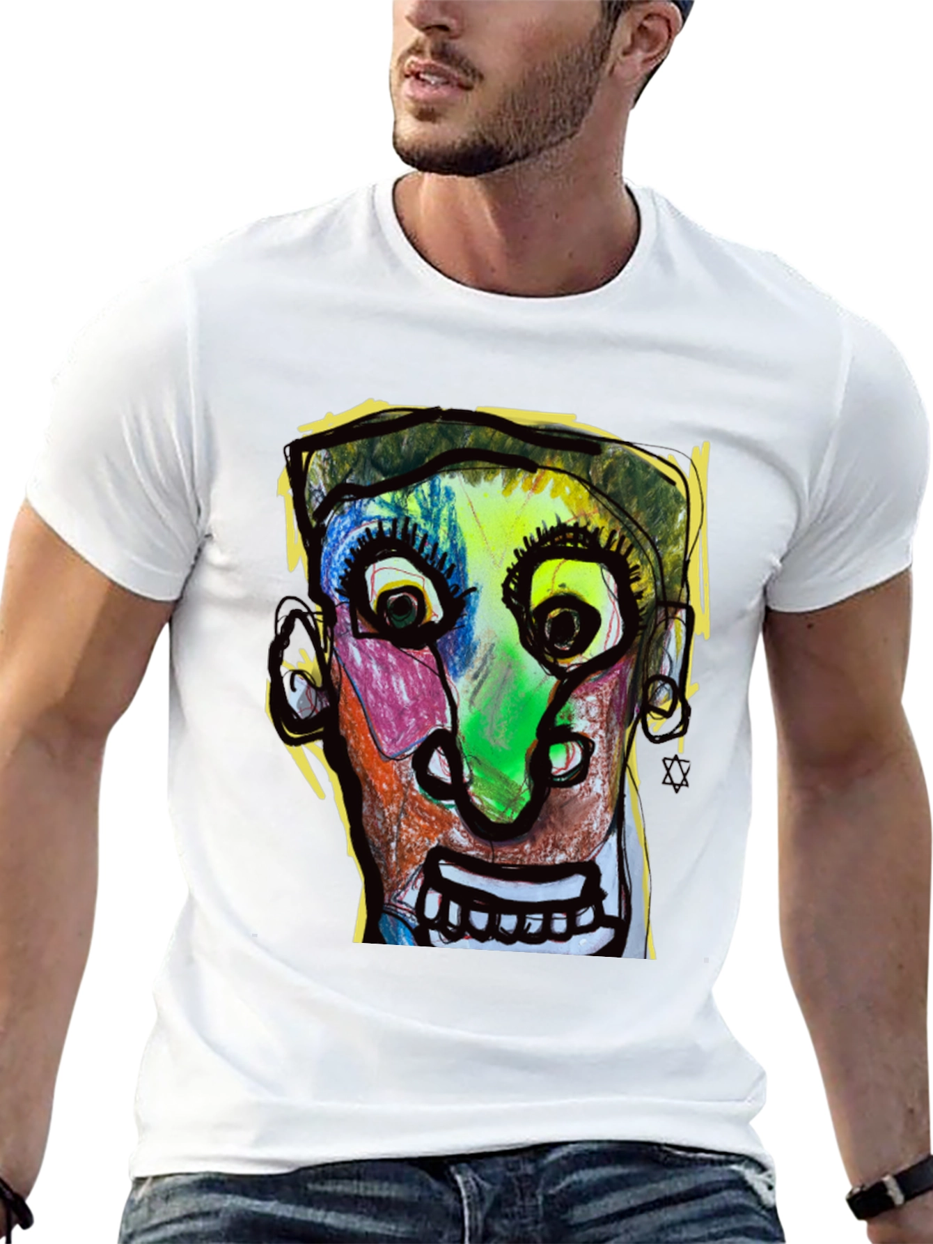 Abstract Face Graphic T-Shirt - Unique Art Tee