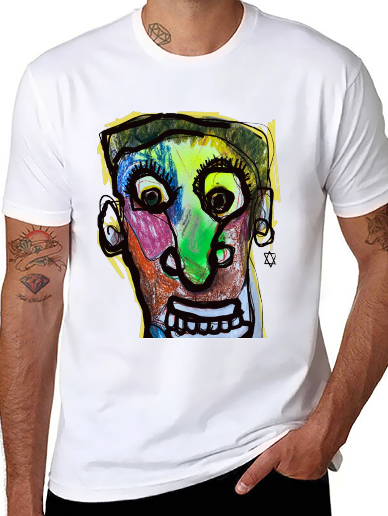 Abstract Face Graphic T-Shirt - Unique Art Tee