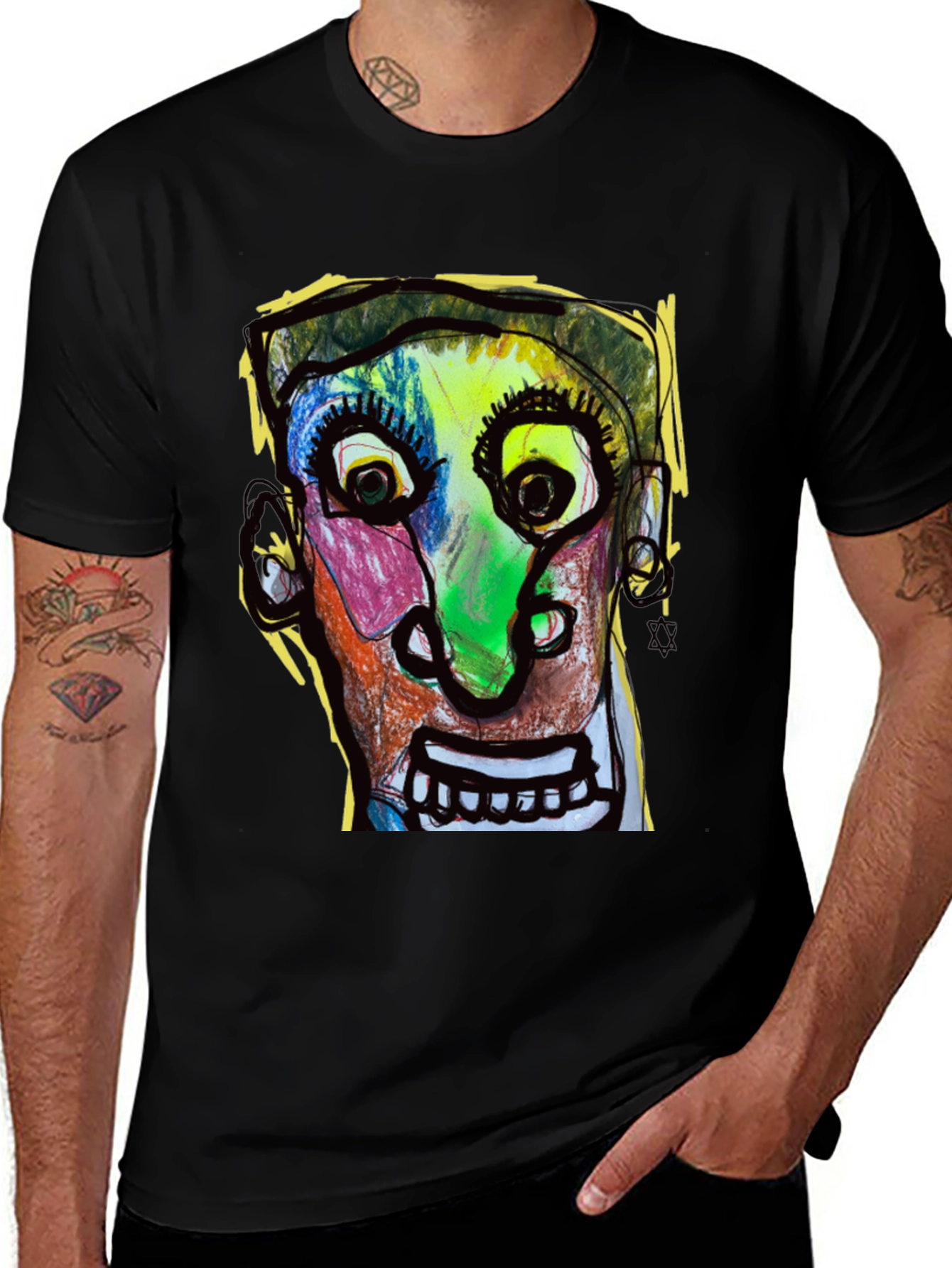 Abstract Face Graphic T-Shirt - Unique Art Tee