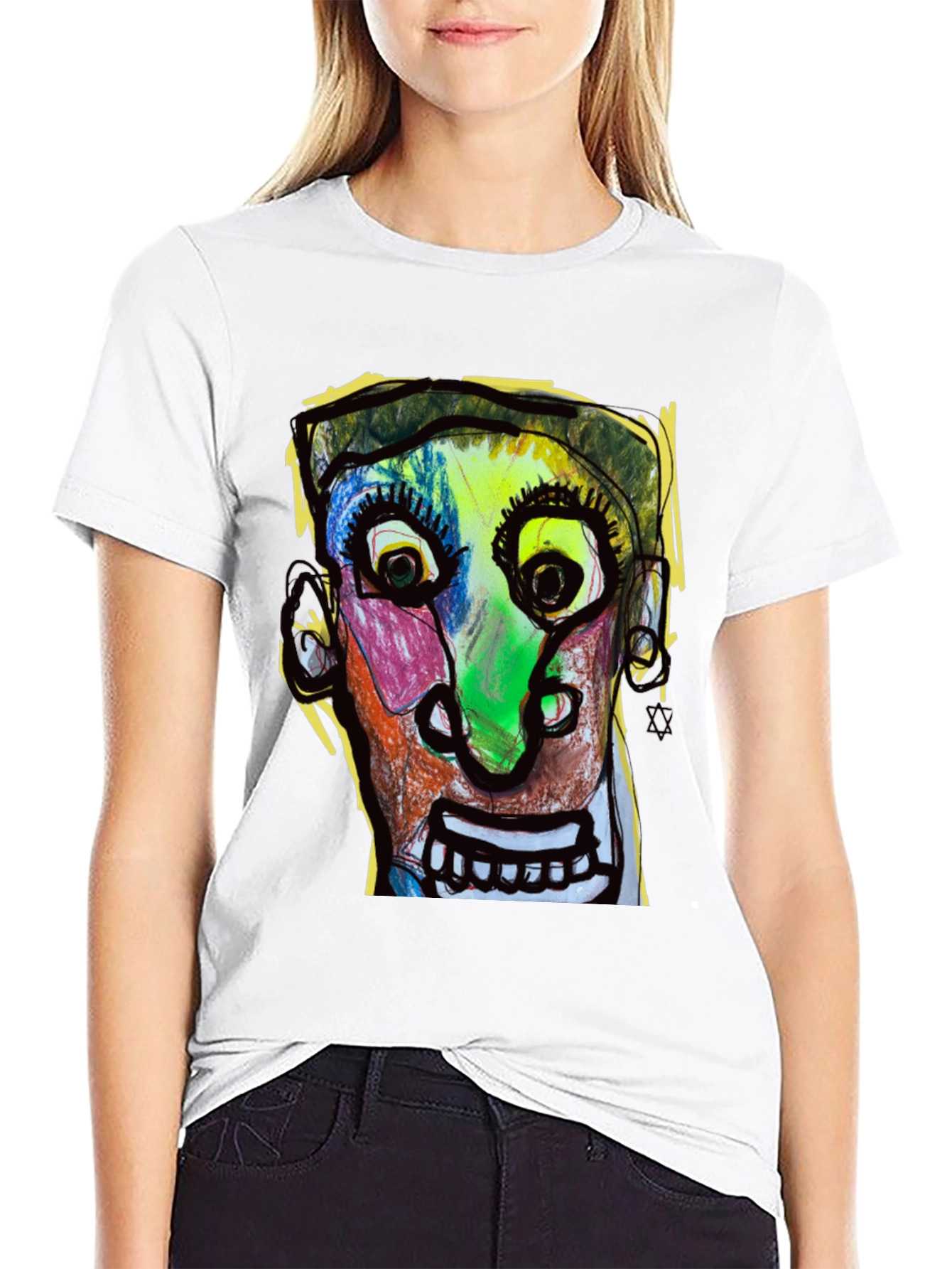 Abstract Face Graphic T-Shirt - Unique Art Tee