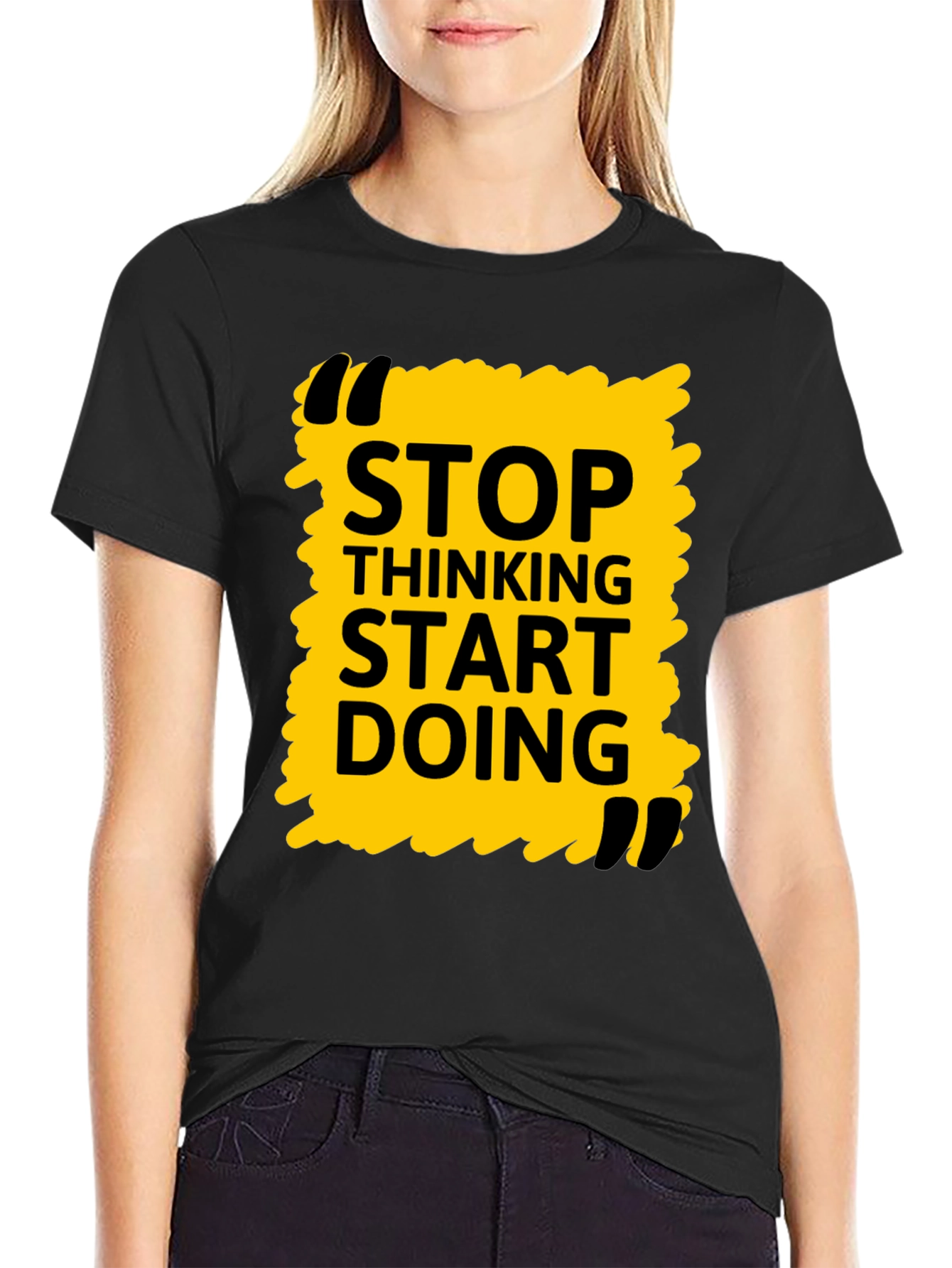 Stop Thinking Start Doing Black Graphic Tee