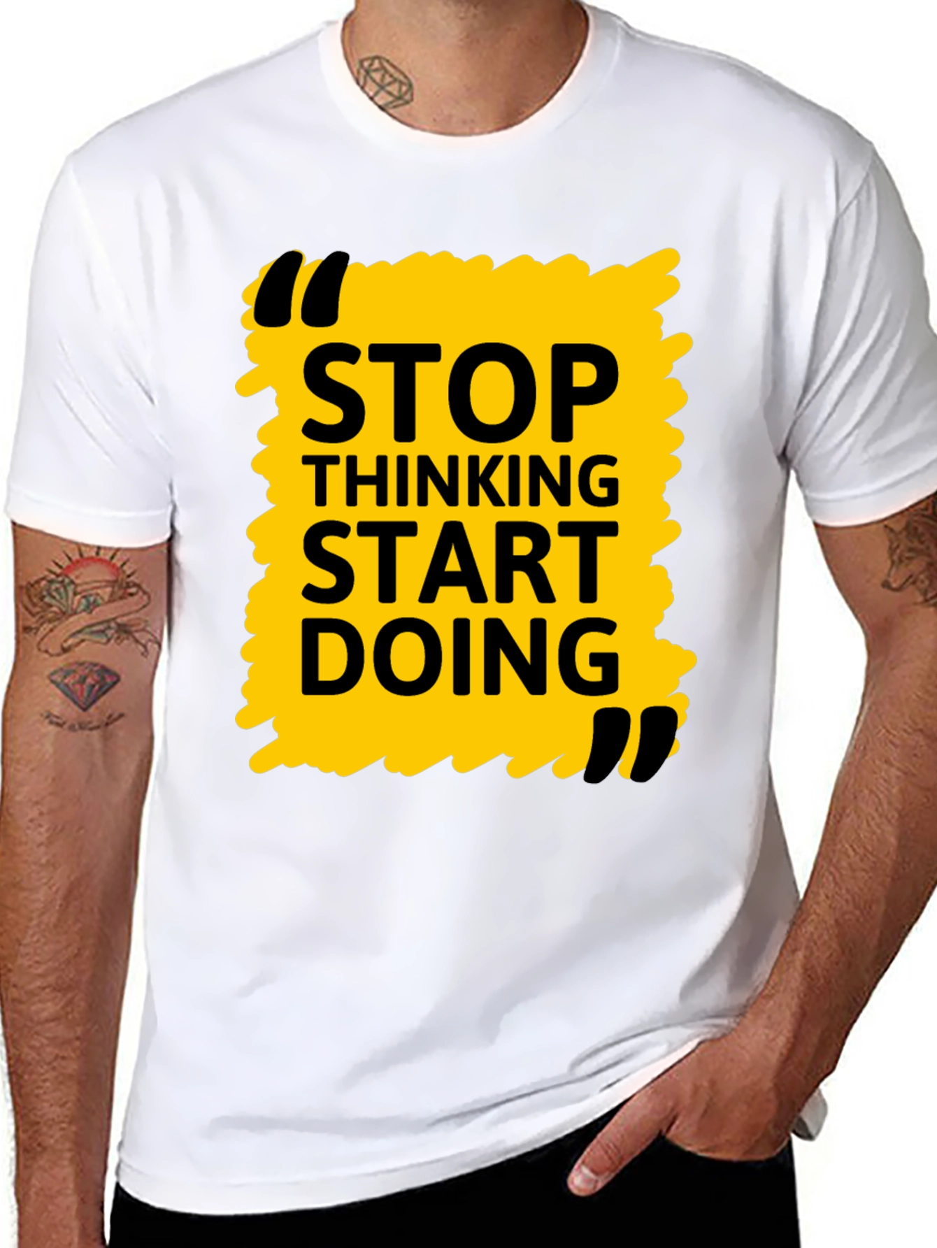 Stop Thinking Start Doing Black Graphic Tee
